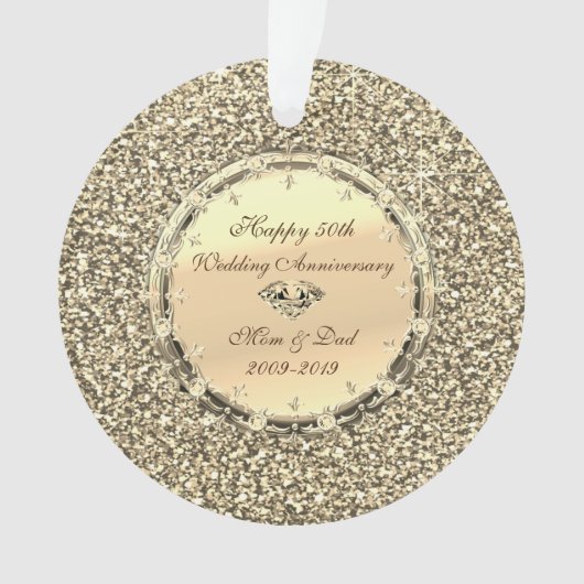 Glitter Stars Diamonds 50th Wedding Jubileum Ornament (voorkant)