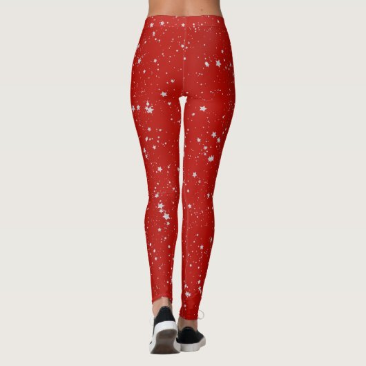 Glitter Stars - Silver Red Leggings (Achterkant)