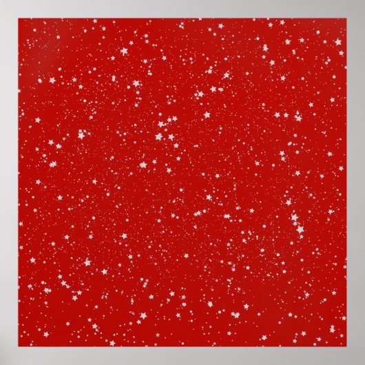Glitter Stars - Silver Red Poster (Voorkant)