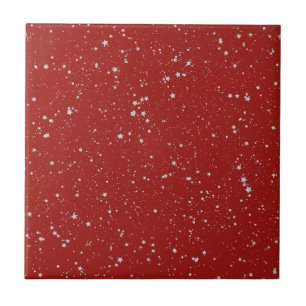 Glitter Stars - Silver Red Tegeltje