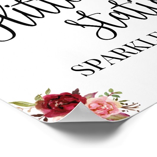 Glitter stationschild marsala bloem bruiloft feest poster (Hoek)