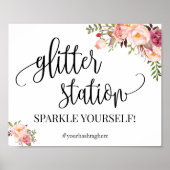 Glitter stationschild roze boho chic bruiloftsfees poster (Voorkant)