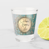 Glitter Sterren op Blauw Blauwgroen Verjaardag Gep Shot Glas (Voorkant)