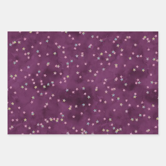 Glitter sterren op grijspapier inpakpapier vel (Voorkant 3)