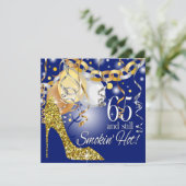 Glitter Stiletto 65th Birthday | Koninklijk blauw  Kaart (Staand voorkant)