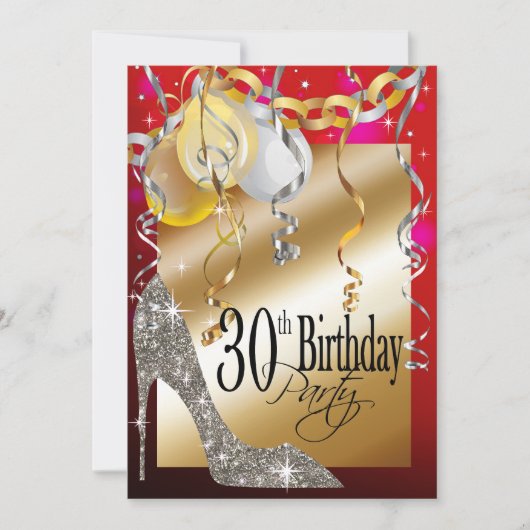 Glitter Stiletto Balloons 21st Birthday red Kaart (Voorkant)