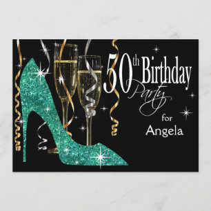 Glitter Stiletto Champagne 50th Birthday Blauwgroe Kaart