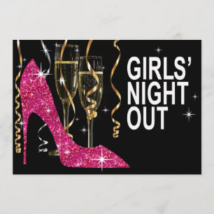 Glitter Stiletto Champagne Girls Night Out fuschia Kaart