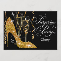 Glitter Stiletto Champagne Surprise Birthday gold