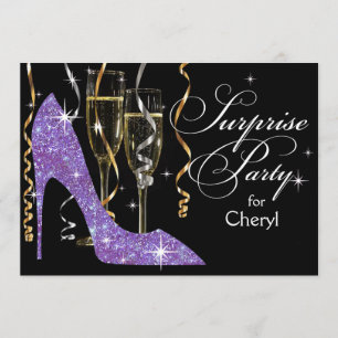 Glitter Stiletto Champagne Verrassings Verjaardag  Kaart