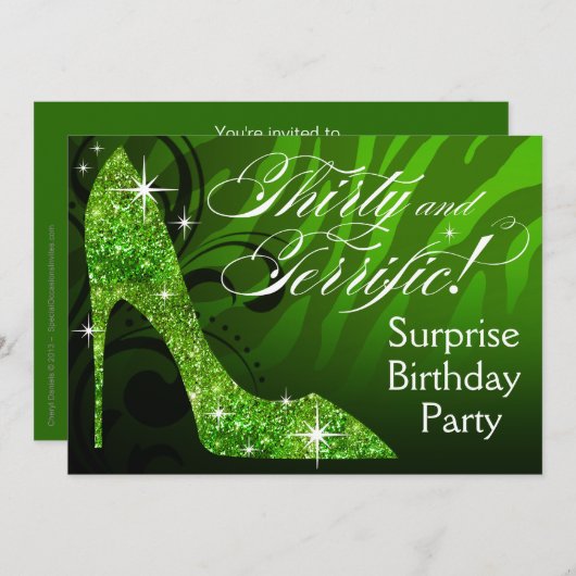 Glitter Stiletto Zebra 30 en overvloed Birthday Kaart (Voorkant / Achterkant)