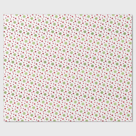 Glitter-Stippen in kerstrood en groen glitter Cadeaupapier (Vlak)