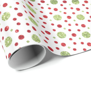 Glitter-Stippen in kerstrood en groen glitter Cadeaupapier