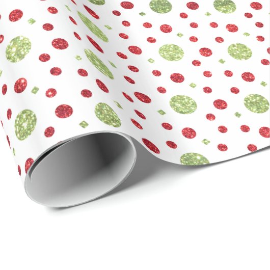 Glitter-Stippen in kerstrood en groen glitter Cadeaupapier (Rol Hoek)