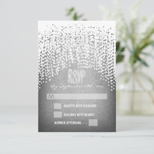 glitter string lichten bruiloft RSVP kaarten (Staand voorkant)