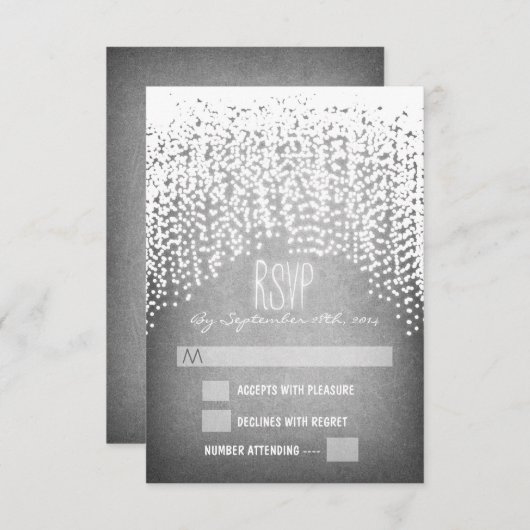 glitter string lichten bruiloft RSVP kaarten (Voorkant / Achterkant)