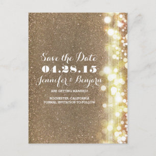 Glitter String Lights Elegante Chic Save the Date Aankondigingskaart