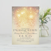 Glitter String Lights Engagement Party Kaart (Staand voorkant)