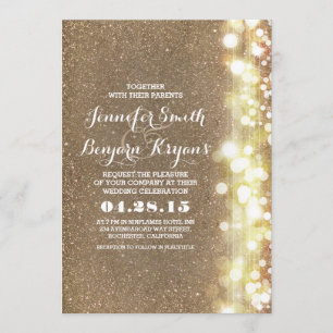Glitter String Lights Glamours bruiloft Uitnodigen Kaart