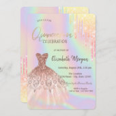 Glitter stuwt de Holografische Quinceañera op Kaart (Voorkant / Achterkant)