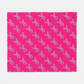 Glitter Style Pink Ribbon Awareness Fuchsia Fleece Deken (Voorkant (Horizontaal))