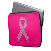 Glitter Style Pink Ribbon Awareness Fuchsia Laptop Sleeve (Voorkant Links)