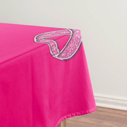 Glitter Style Pink Ribbon Awareness Fuchsia Tafelkleed (Voorbeeld)