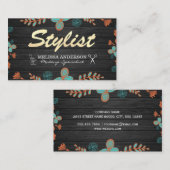 Glitter Stylist Hood en Floral Pattern Visitekaartje (Voorkant / Achterkant)