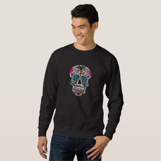 glitter Sugar Skull mannen sweatshirt (Voorkant volledig)