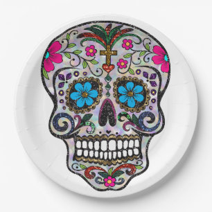 glitter Sugar Skull paper borden Papieren Bordje