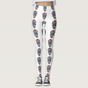 glitter Sugar Skull-peulen Leggings