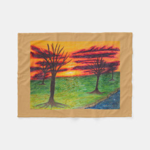 Glitter Sunset Fleece Blanket Deken