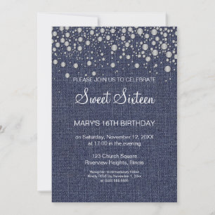Glitter Sweet 16 Birthday Invitation Kaart