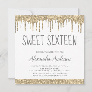 Glitter Sweet Sixteen-verjaardag Kaart