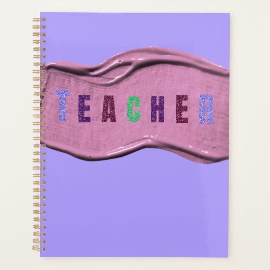 Glitter Teacher Colorful Letters  Planner (Voorkant)