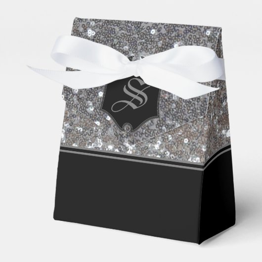 Glitter Tent monogrammed Silver Sparkle Bedankdoosjes (Voorkant Zijde)