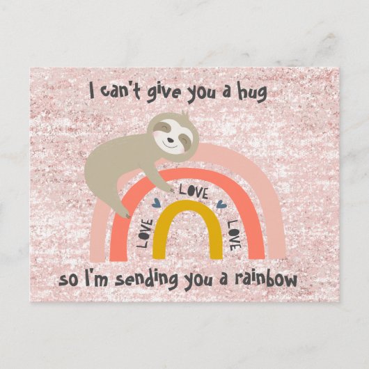 Glitter Thinking of You Rainbow Sloth Post Kaart (Voorkant)
