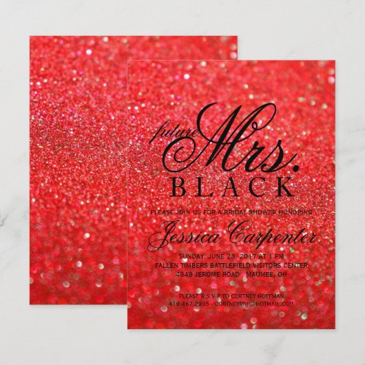 Glitter Toekomst Mrs Red Kaart (Voorkant / Achterkant)