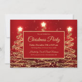 Glitter Trees Red met gouden kerstfeest Kaart (Voorkant)