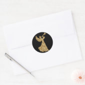 Glitter Trumpeting Angel Christmas Corporate Party Ronde Sticker (Envelop)
