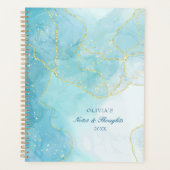 Glitter & Turquoise Marble Custom Name 2026 Planner (Voorkant)