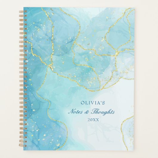 Glitter & Turquoise Marble Custom Name 2026 Planner (Voorkant)