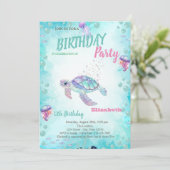 Glitter Turtle Zee Zomer Verjaardagsfeestje  Kaart (Staand voorkant)