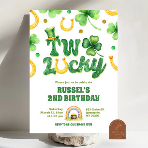 Glitter Twee Geluk St Patrick 2de Verjaardag Kaart