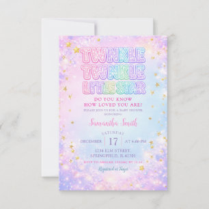 Glitter Twinkle Twinkle Little Star Baby Shower Kaart