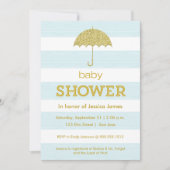 Glitter umbrella baby shower-uitnodiging kaart (Voorkant)