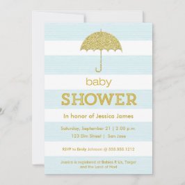 Glitter umbrella baby shower-uitnodiging kaart