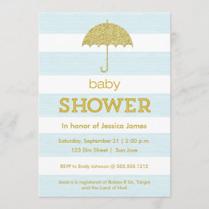 Glitter umbrella baby shower-uitnodiging kaart