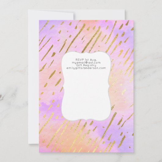 GLITTER UNICORN Baby GIRL Shower Pink Gold Kaart (Achterkant)