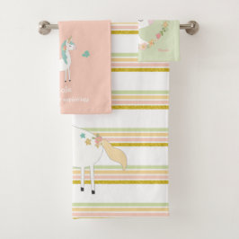 Glitter Unicorn badhanddoek met naam Bad Handdoek
